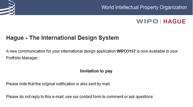 Screenshot of Hague E-Filing