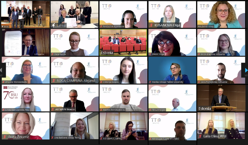 Baltic TTO Network Cooperation Agreement Zoom meeting screenshot of participants