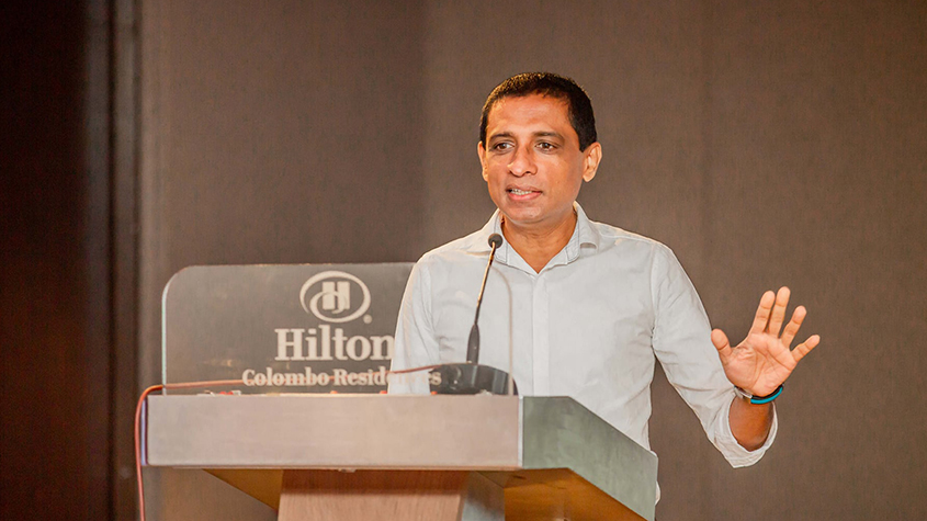 Amithe Gamage, Nethila’s father giving a speech