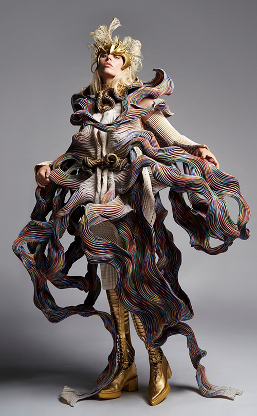 An item from Yuima Nakazato’s collection showcasing Brewed Protein fiber