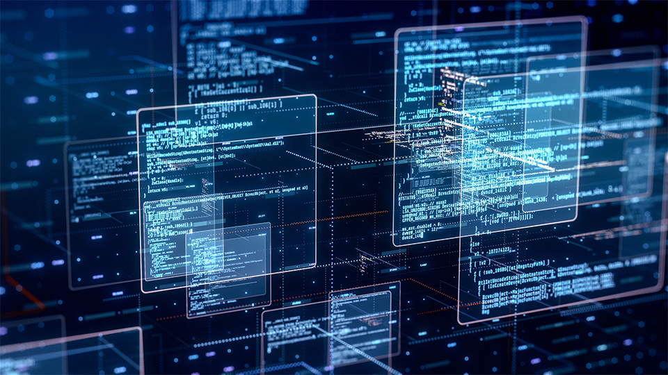 Cyberspace network abstract with programming code