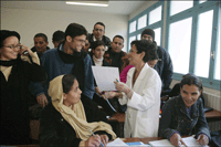 "We have to be where we are most useful." Professor Ben Lakhdar with her physics students. (Photo: Micheline Pelletier/GAMMA)